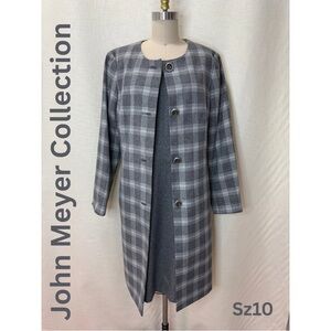 John Meyer Collection Plaid Jacket Dress Size 10 Career Office Classic Gray